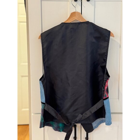 Vintage Christmas Vest Plaid Denim Embroidered Design Size Womens XL Red Green - Picture 2 of 4